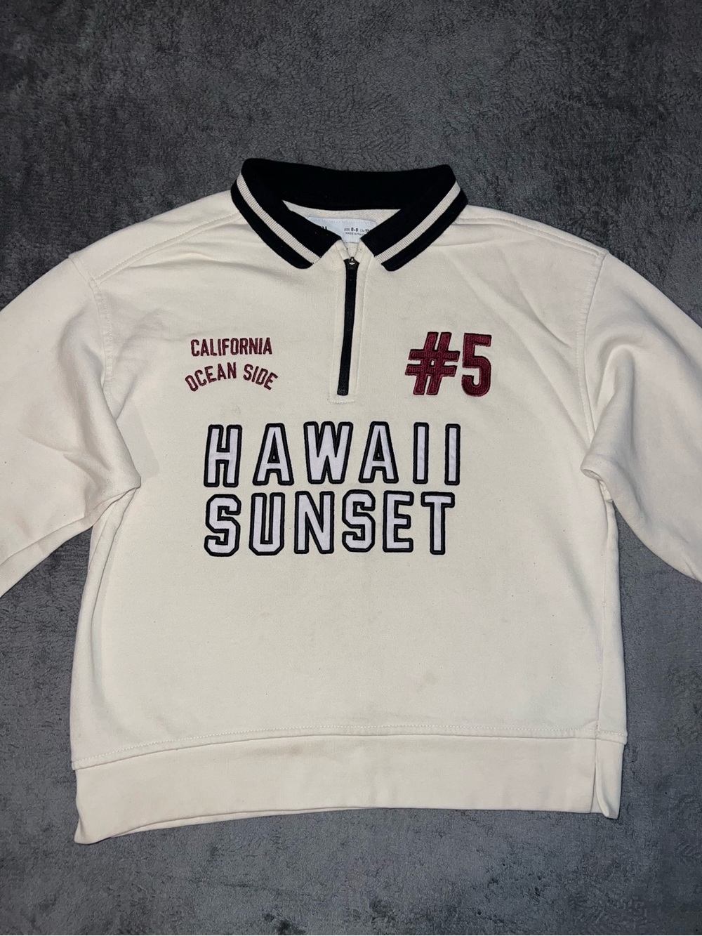 Zara Kids Hawaii Sunset Cream Pullover with #5 Patch